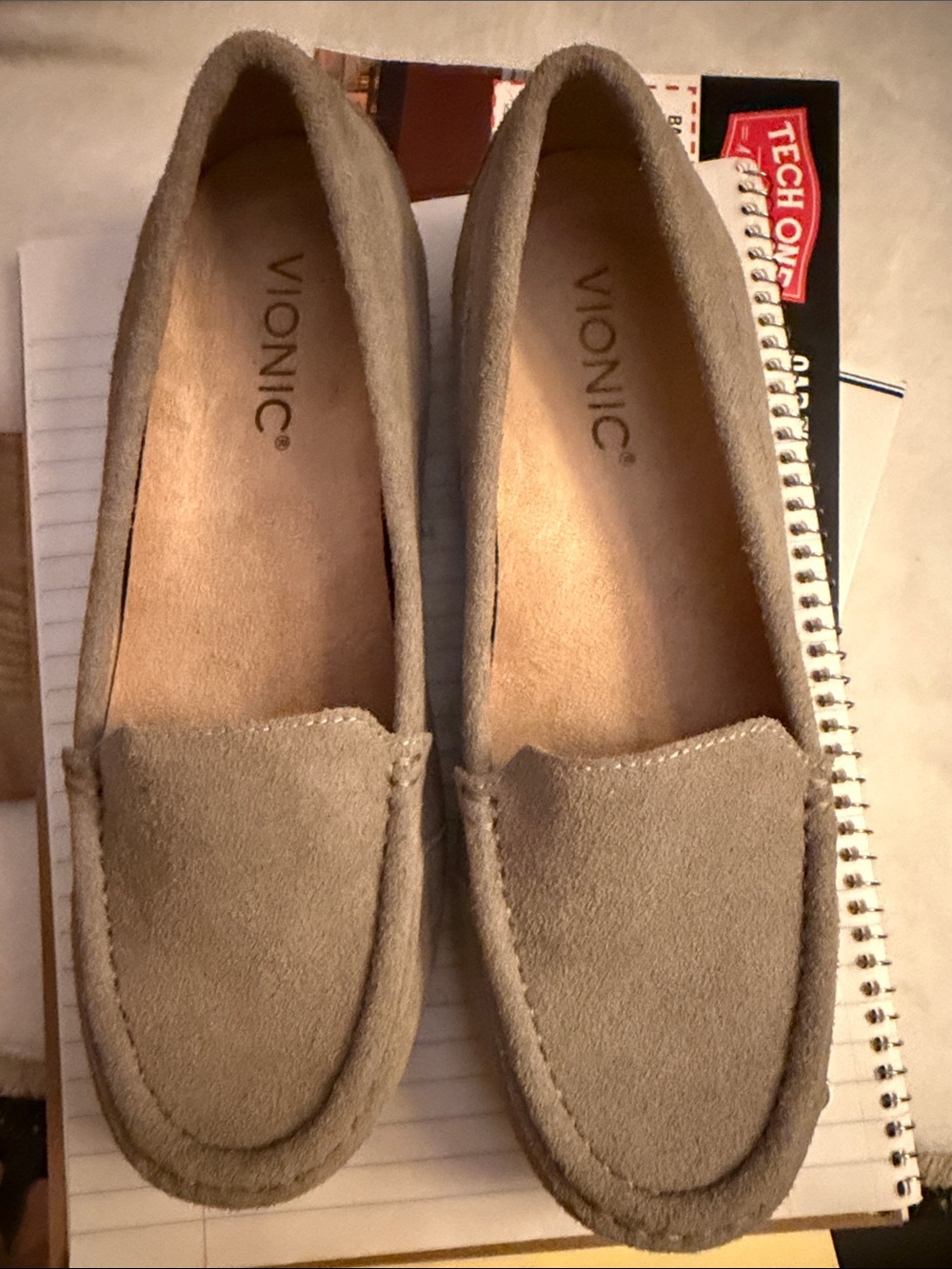 Vionic Women's Gray Suede Loafers - Neutral Slip-On Flats